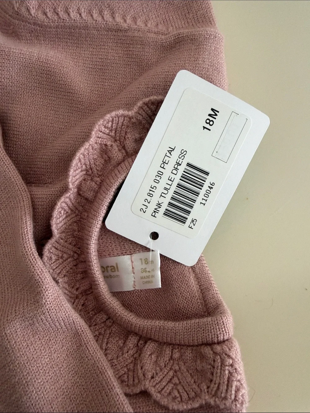 Mayoral 18M Mauve Pink Tulle Knit Baby Dress